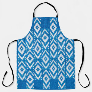 Delantal ethnic ornament on natural linen textile