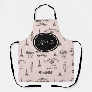 Delantal Etiqueta de París Apron personalizado rosa franc