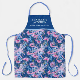 Delantal Eucalipto Grevillea Azul Y Rosa