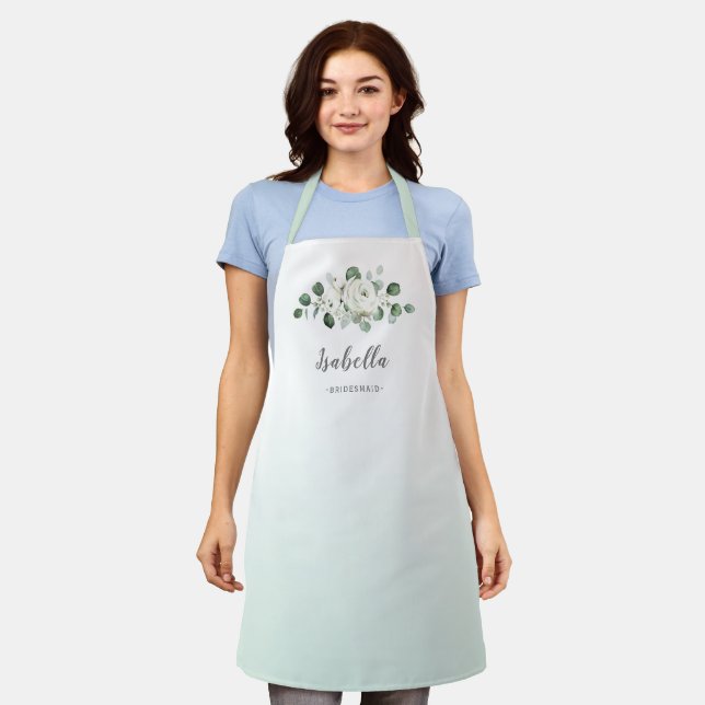 Delantal Eucalyptus Greenery floral dama de honor personali (Gastado)
