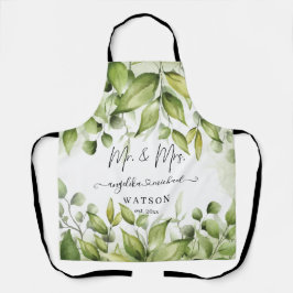 Delantal Eucalyptus Greenery Rubor Modern Trendy Script Mr.