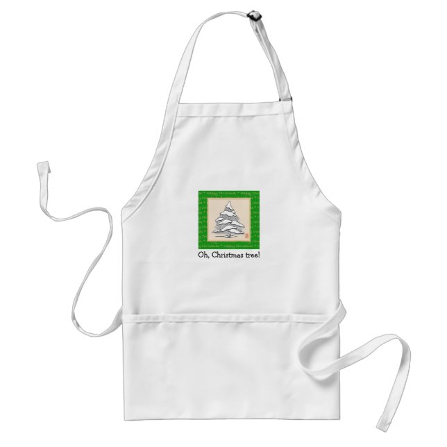 Delantal ¡Evergreen Snowy! ¡Árbol de Navidad! Apron adulto (Frente)