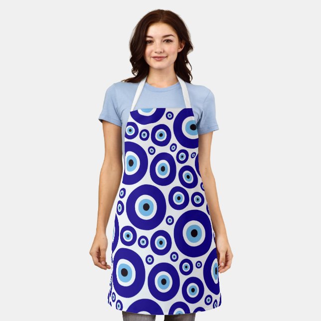 Delantal Evil Eye Pattern, Greek Eye, Turkish Eye, Nazar (Gastado)