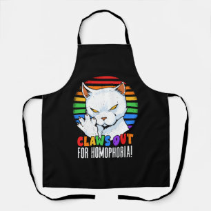 Delantal Excusa la homofobia: Gato LGBT enojado con el arco