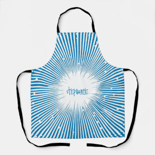 Delantal Explosión de arte pop de estilo cómico - azul y bl