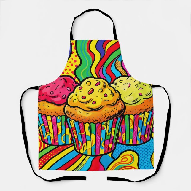 Delantal Explosión de Cupcakes de Arcoíris Pop Art (Anverso)