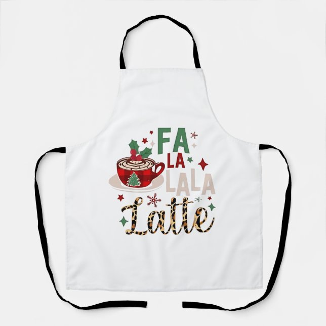 Delantal Fa Fa La La Latte Divertida Navidad Santa Navidad  (Anverso)
