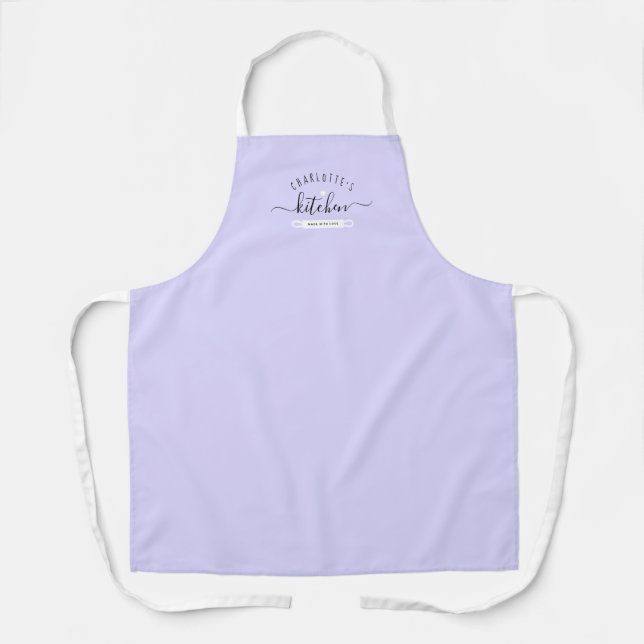 Delantal Fabricado Con Amor Lavanda Moderna Nombre Personal (Anverso)