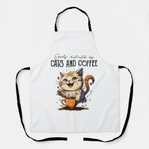 Delantal Fácilmente Distraído Por Gatos Y Gente De Café
