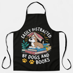Delantal Fácilmente Distraído por Perros y Libros Mascotas 