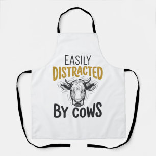 Delantal Fácilmente Distraído Por Vacas Camiseta Divertida