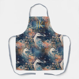 Delantal Fairytale garza azul personalizado Monograma