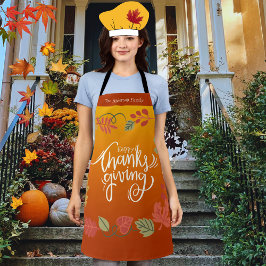 Delantal Fall Foliage Otoño Cute Family Feliz Acción de Gra