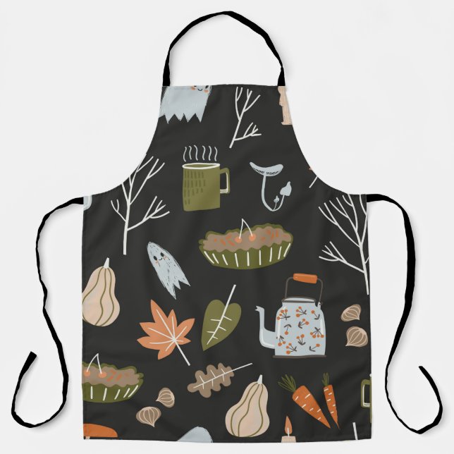 Delantal Fall seamless pattern with cozy nature elements. C (Anverso)
