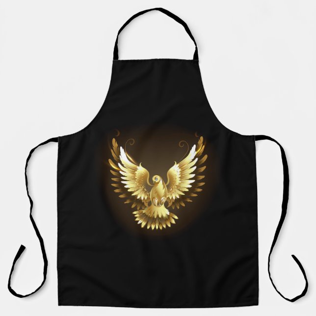 Delantal Falsa paloma de paz del Relieve metalizado dorado  (Anverso)