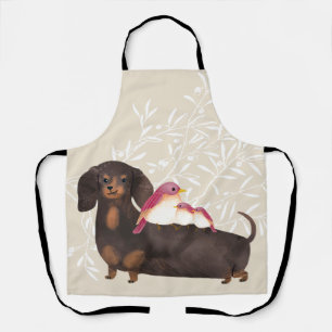 Delantal Familia Dachshund y Aves
