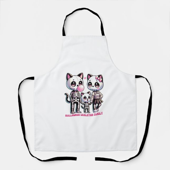 Delantal Familia de gatos Skeleton Adorable con diversión d (Anverso)