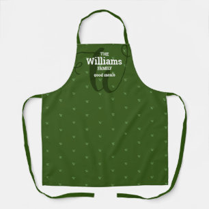 Delantal familia de monografías verdes del chef elegante