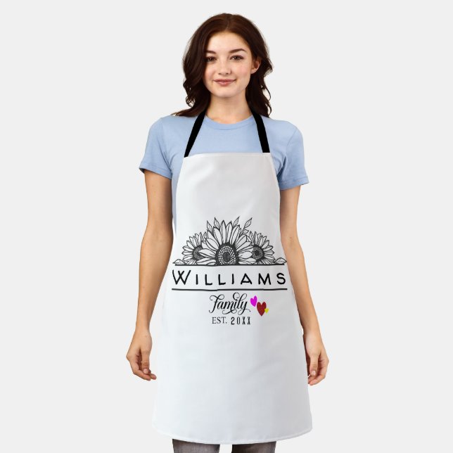 Delantal Familia de nombres personalizada Apron,Parejas (Gastado)