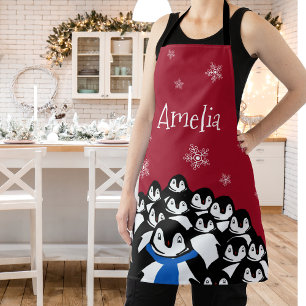 Delantal Familia de pingüinos personalizada