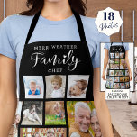 Delantal FAMILIA personalizada CHEF 18 Collage de fotos neg<br><div class="desc">Crea un delantal de collage de fotos personalizado con 18 fotos y personalizado con un nombre y un CHEF FAMILIAR. CAMBIOS: cambie el color de fondo negro y/o cambie el estilo, tamaño, color o ubicación del tipo de letra del texto haciendo clic en EDIT. PUNTO DE FOTO: Elija fotos con...</div>