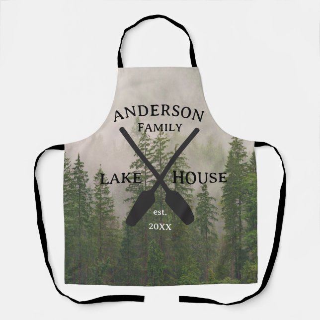 Delantal Familia Personalizada Nombre Casa Lago (Anverso)