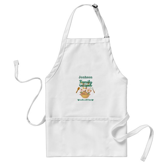 Delantal Family Recipes Kitchen Apron (Frente)