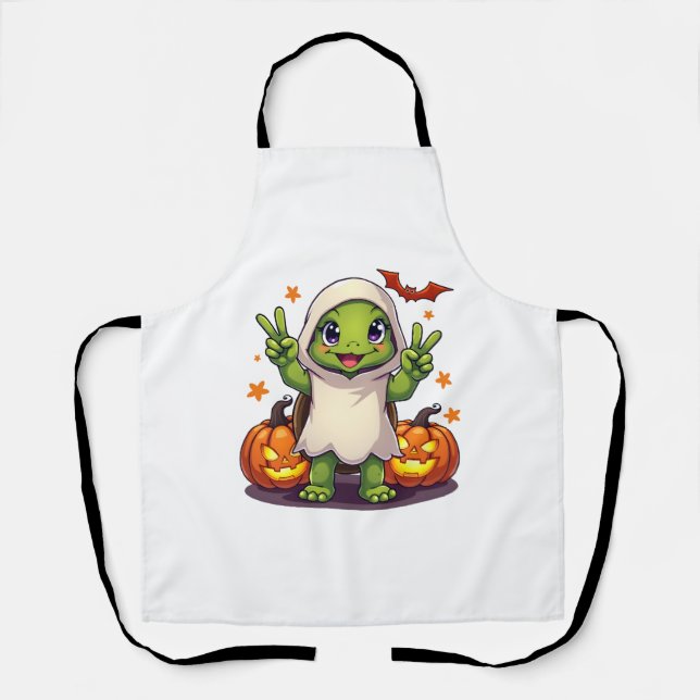 Delantal Famoso fantasma de la tortuga Boo Halloween niños  (Anverso)