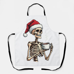 Delantal Famoso Halloween bebiendo café Navidades Santa