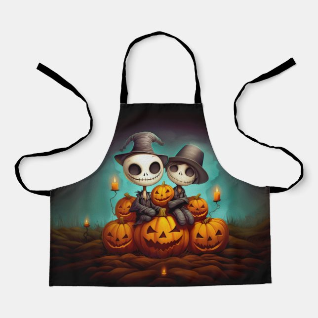 Delantal Famosos amigos paganos celebran feliz Halloween (Anverso)