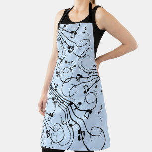 Delantal Fancy Music Notes Blue