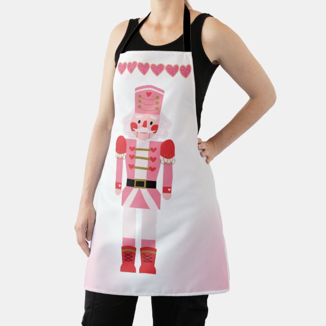 Delantal Fancy Pink Nutcracker y Navidades Cookie Hearts (in situ)