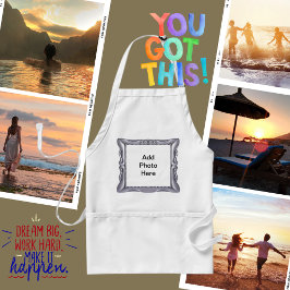 Delantal Fancy Silver Frame Añadir Foto Aquí