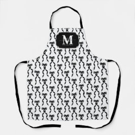 Delantal Fancy Watercolor Black Bow Monogramado
