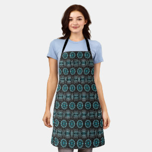 Delantal Fancy Women's Fancy Black White Verde azulado Dot 