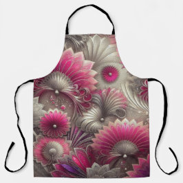 Delantal Fans de rosa y plateado Art Nouveau