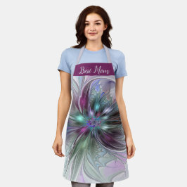 Delantal Fantasía colorida Resumen Flor Fractal Mejor Mamá
