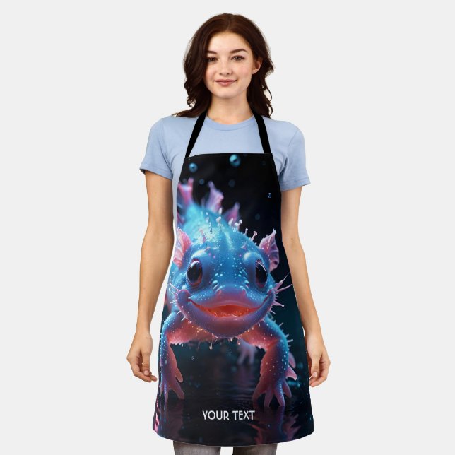 Delantal Fantasía Cute Blue Sonriente Axolotl (Gastado)