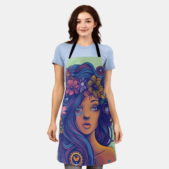 Delantal Fantasía de Boho con pelo floral (Gastado)