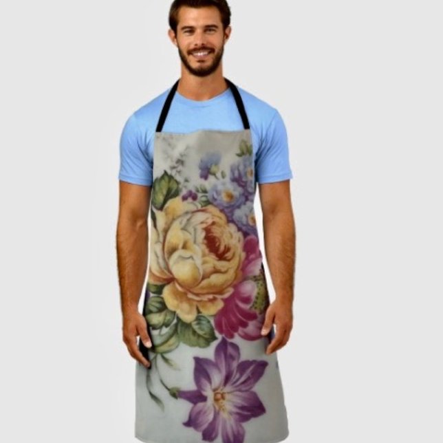 Delantal Fantasía Floral (Floral Fantasy Apron 100% polyester machine washable.)