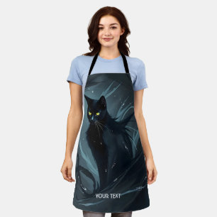 Delantal Fantasía lindo gato noche negro