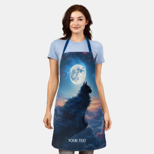 Delantal Fantasía nubes de la luna del gato lindo