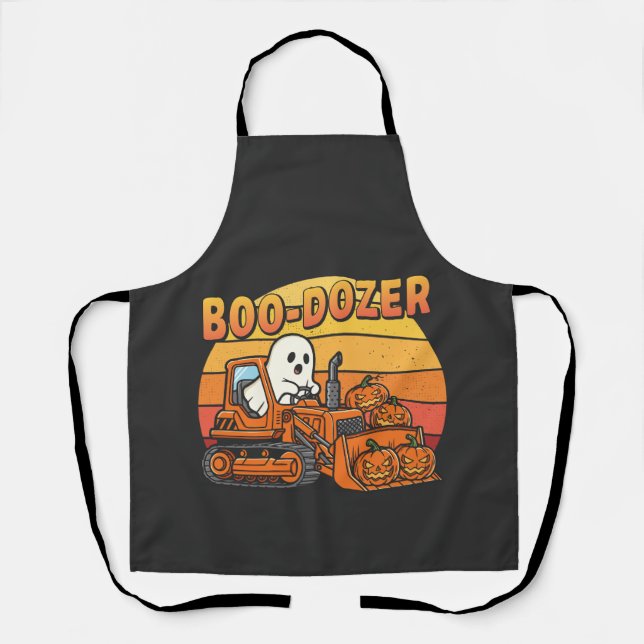 Delantal Fantasma Boo Dozer divertido Halloween (Anverso)