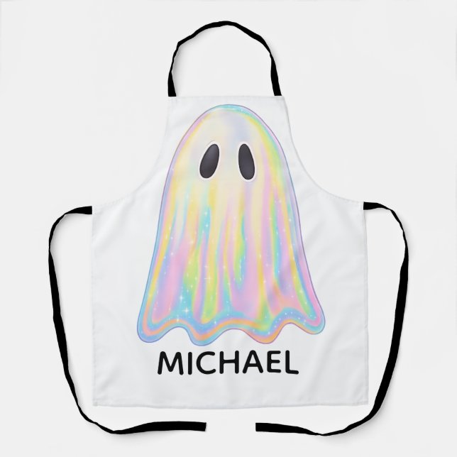 Delantal Fantasma de Arcoíris Pastel Adorable | Espeluznant (Anverso)