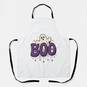 Delantal Fantasma de Halloween Boo Araña Divertida Vintage_