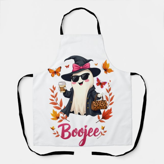 Delantal Fantasma elegante de Boojee Sassy en Halloween (Anverso)