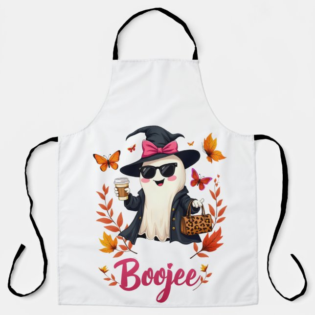 Delantal Fantasma elegante de Boojee Sassy en Halloween (Anverso)