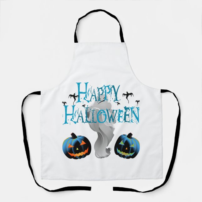 Delantal Fantasma Feliz de Halloween -Disfraz de Halloween  (Anverso)