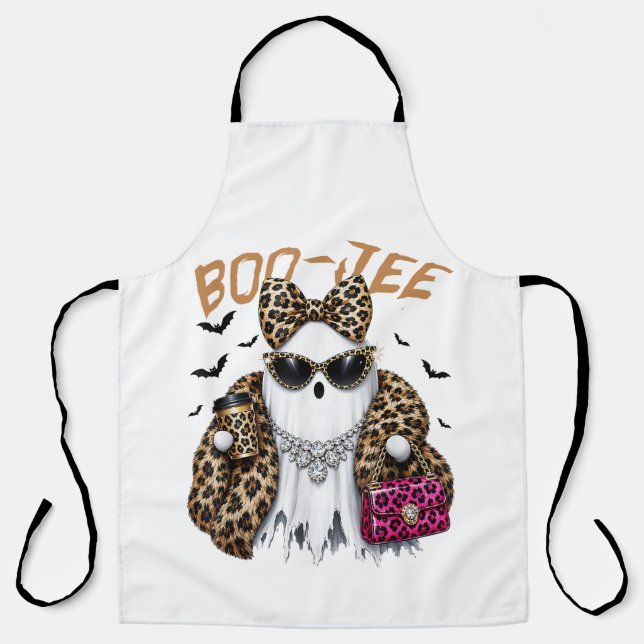 Delantal Fantasma Leopardo Coquette Boo-JEE Halloween (Anverso)