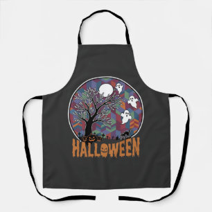 Delantal Fantasmagórico árbol de Halloween con fantasmas y 